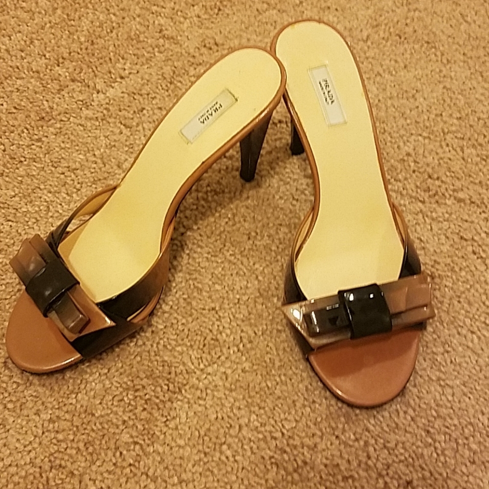 Authentic Prada Brown open toe heels with … - Picture 7 of 8